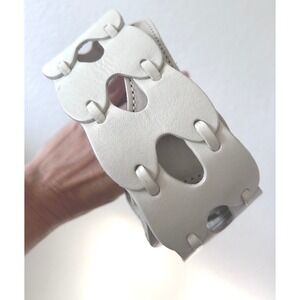 Vintage Linea Pelle Boho/Lagenlook Leather Ecru Thick Linked Belt SZ M (36")